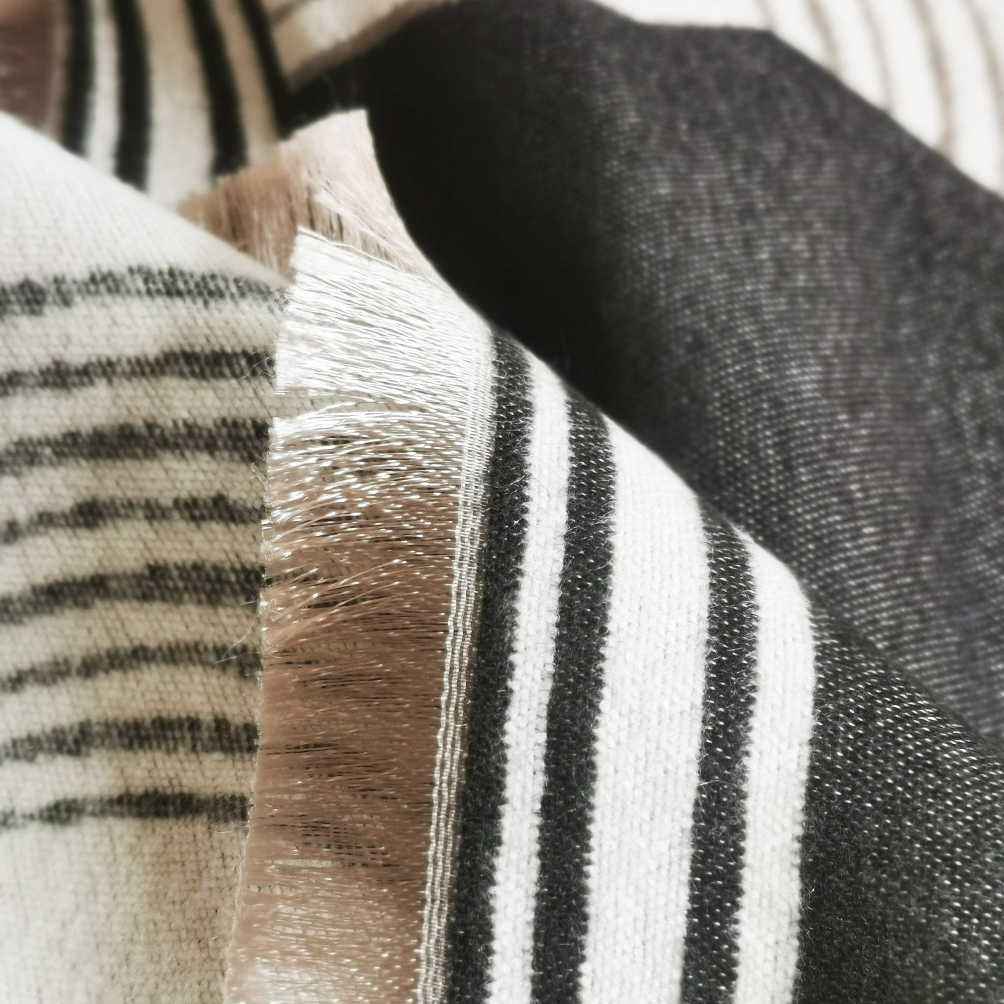 Black White Panel Horse Print Cashmere-Feel Winter Unisex Scarf