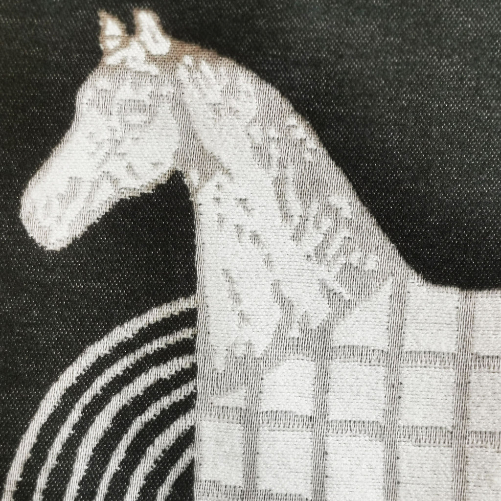 Black White Panel Horse Print Cashmere-Feel Winter Unisex Scarf