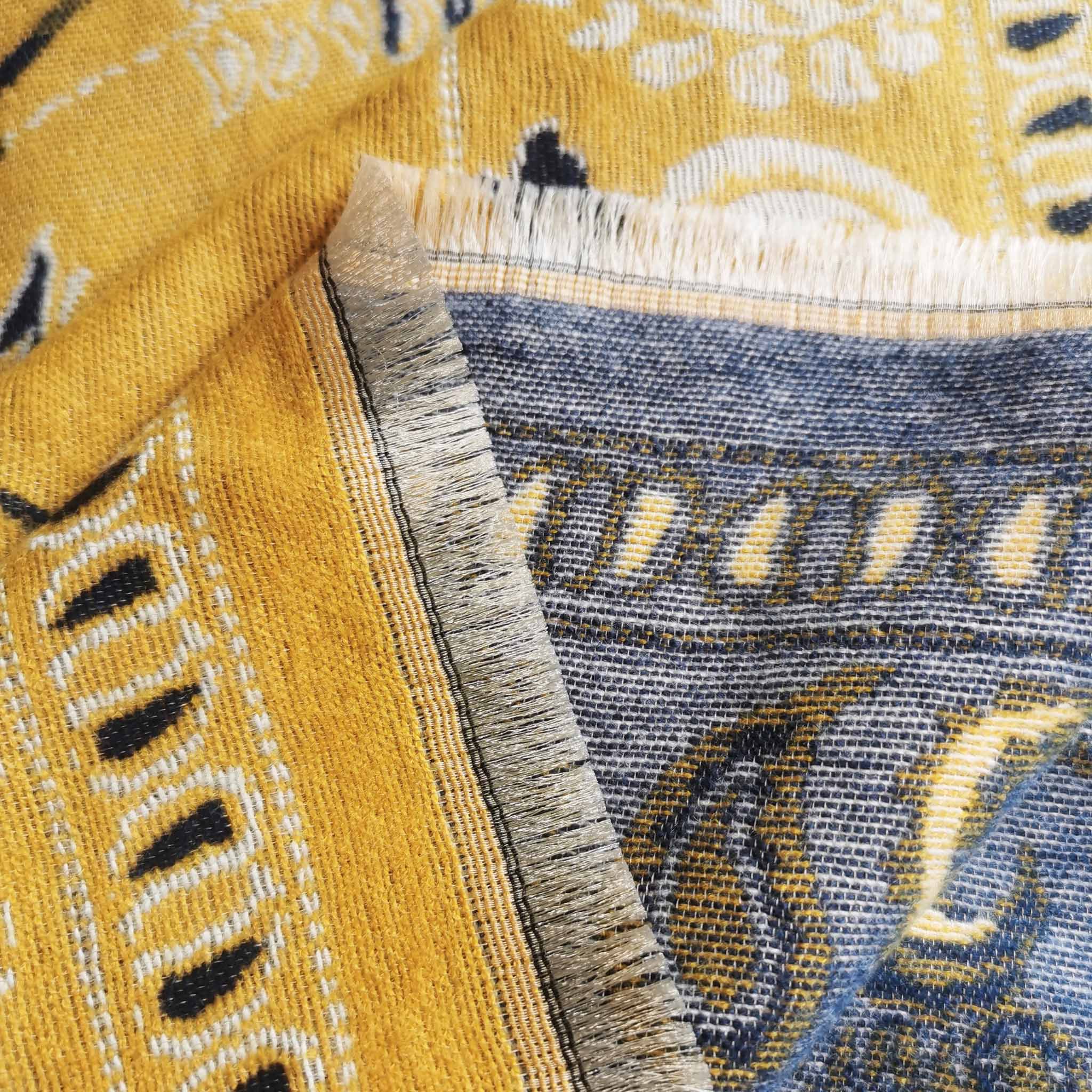Cashmere-feel Winter Women Scarf Yellow Birds Floral Shawl